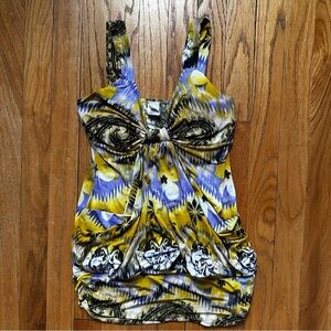 Jennifer Lopez Yellow and Purple Abstract Top
